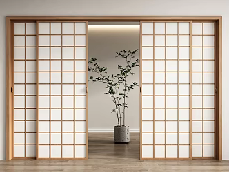 Japanese-style sliding door 3d model