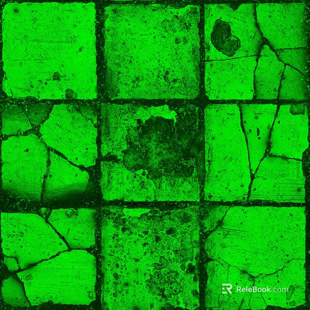 Fluorescent green old cement brick ground texture