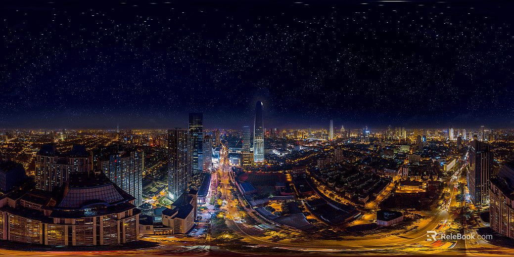 City Night View Bird's Eye HDR texture