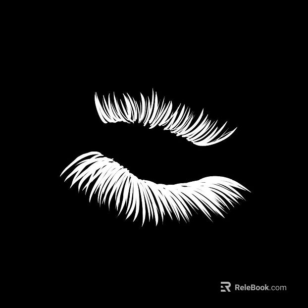 Black and white eyelash facial features decoration texture