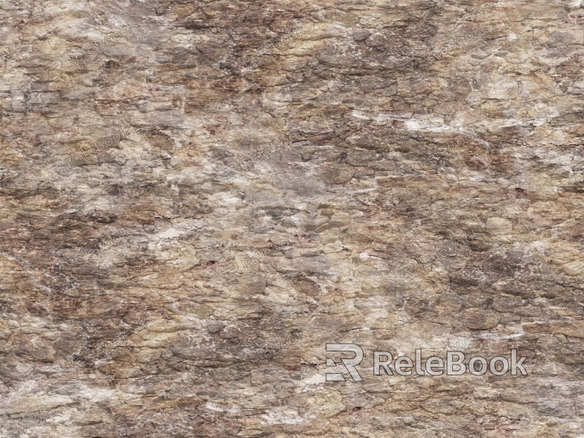 A rugged, gray-brown boulder textured with rough, uneven surfaces and cracks, set against a blurred background.