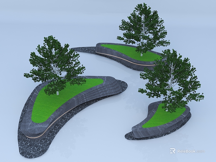 Modern deep gray stone tree pool public landscape texture