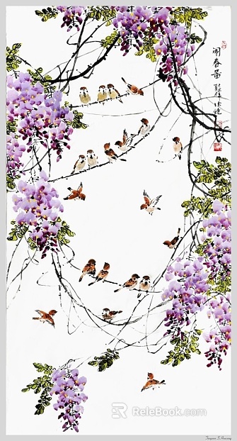 flower-and-bird painting texture
