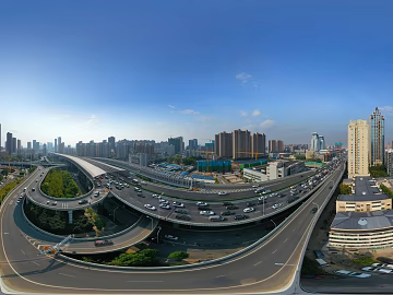 HDR city road traffic panorama texture (ID:ffach527503)