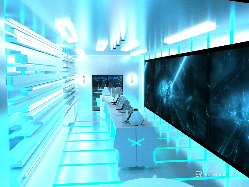Cyberwind Blue Electric Competition Hall Scene texture