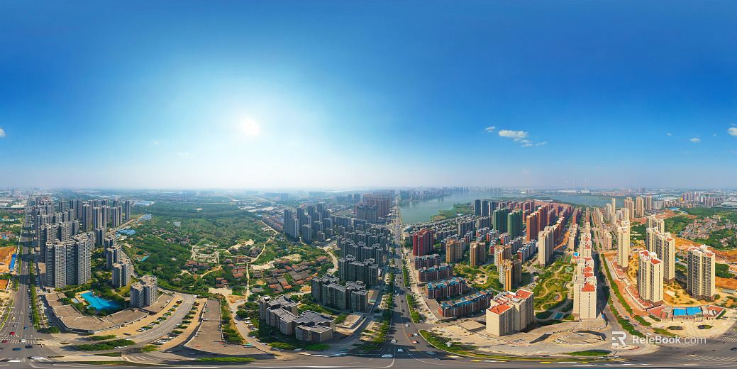 HDR city building bird's eye view panorama texture