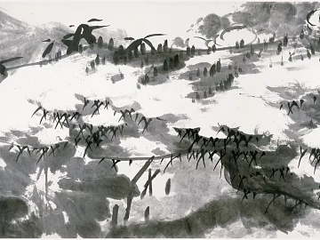 Song-style ancient‑flavored calligraphy and painting decorative hanging scroll texture (ID:ffaeh200104)