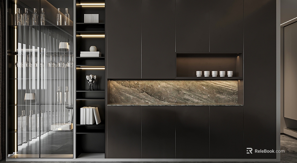 Light Luxury Grey Curry Straight Marble Cabinet Surface texture