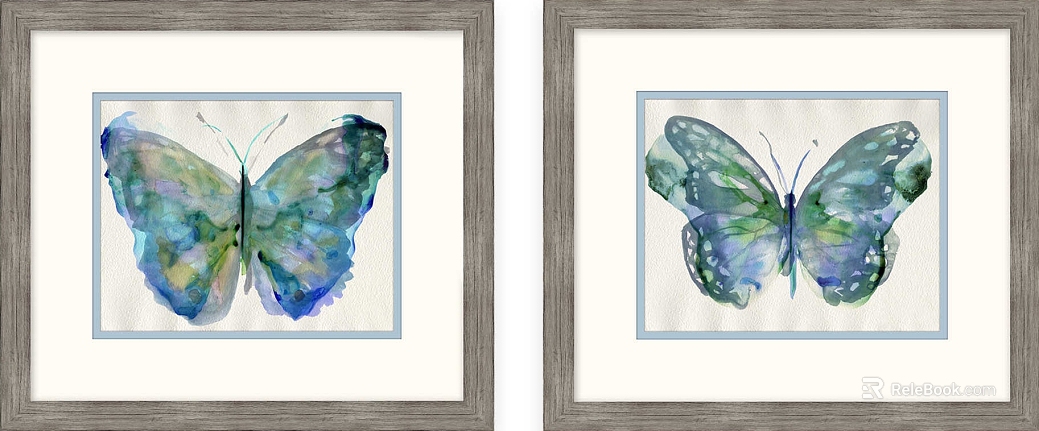 Watercolor wind blue green butterfly decorative painting texture