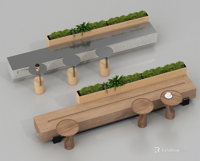 Log color solid wood public leisure tables and chairs texture