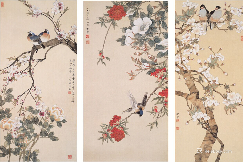 flower-and-bird painting texture
