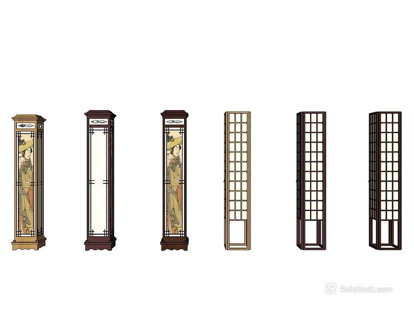 Japanese-style wooden floor lamp decorative column texture
