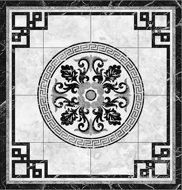Marble patchwork round pattern black and white texture