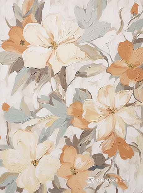 French Style Quiet Hanging Painting Spring Flowers and Cream Floral Decorative Painting texture