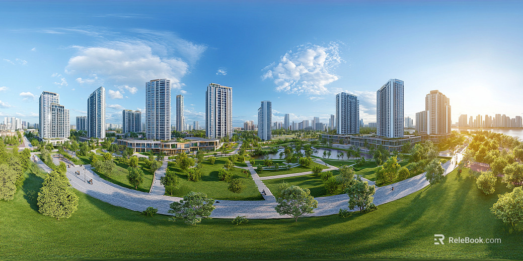 Clean Greenbelt City Panorama HDR texture