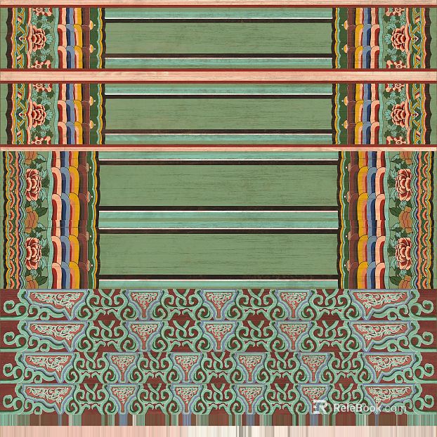 Chinese color painting wooden beam pattern texture