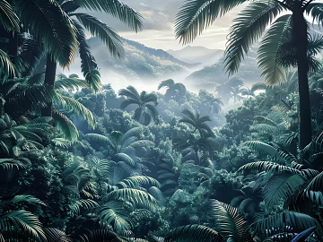 European Literary Plants Tropical Rainforest Wallpaper 3d model
