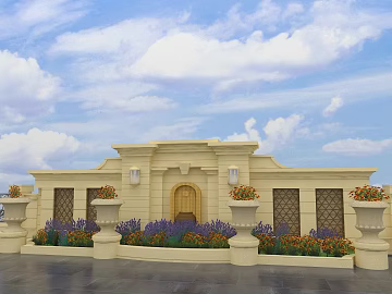 Beige stone courtyard landscape wall texture (ID:ffaeh258121)