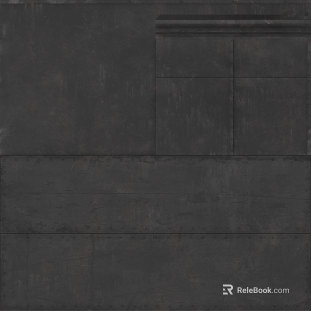 Dark gray distressed metal panel, industrial wall surface texture