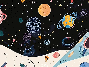 Modern child astronaut starry sky moon mural bedside background texture (ID:ffach917274)