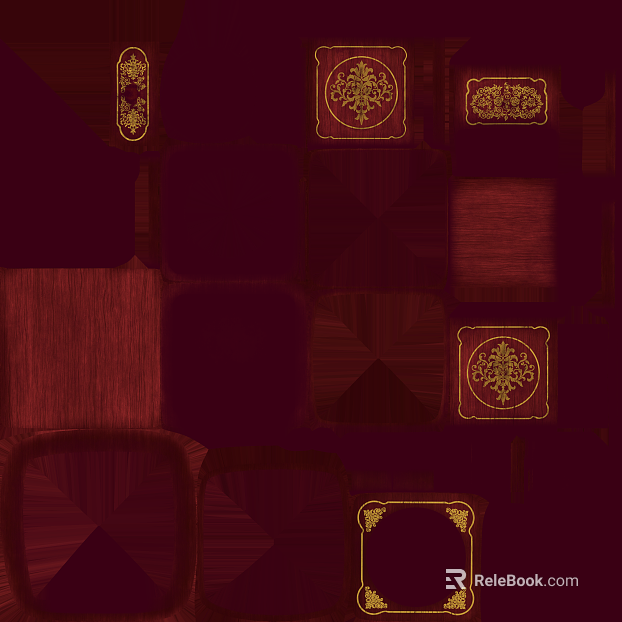 Retro-style gold-grain wood veneer with red background texture