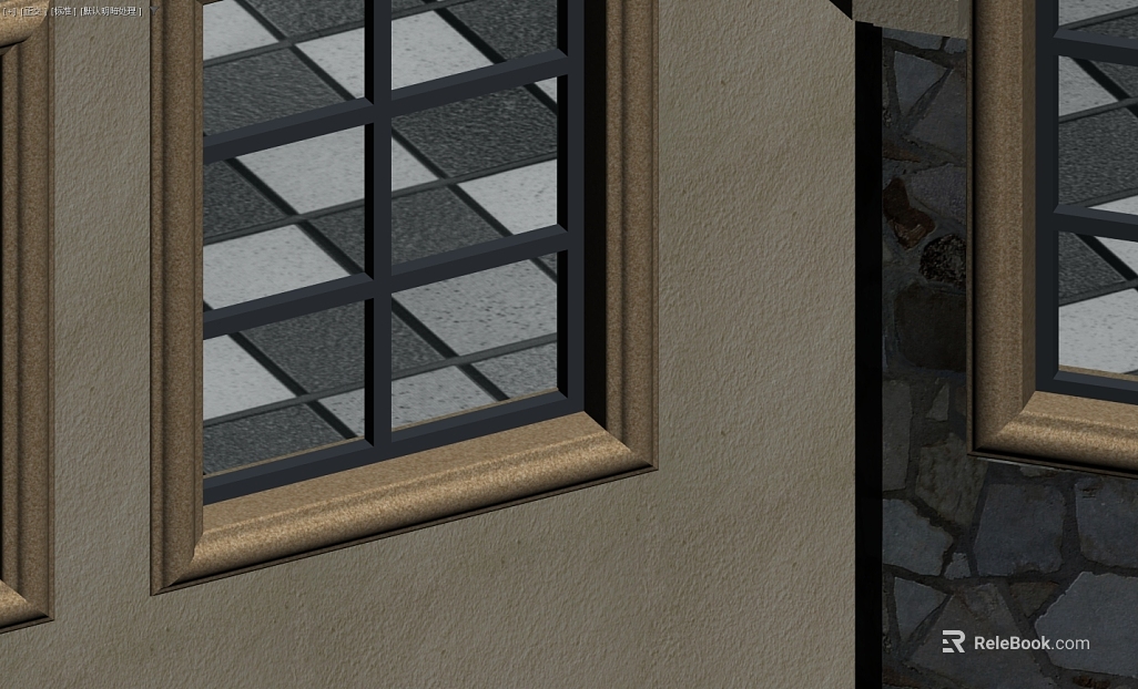 Retro Brown Metal Window Frame Building Exterior Wall texture