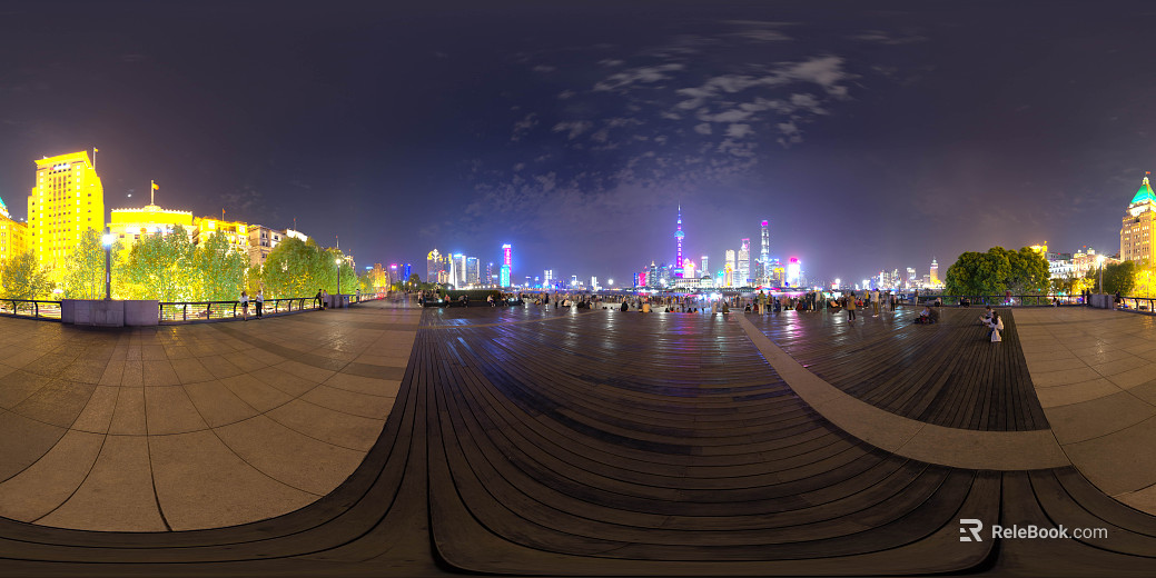 Shanghai Bund City Night View HDR texture