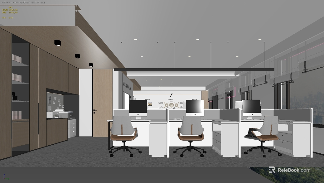Modern Light Wood Office Space Scene texture