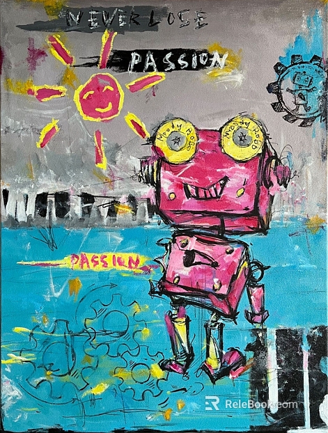 Graffiti wind robot abstract decorative painting texture