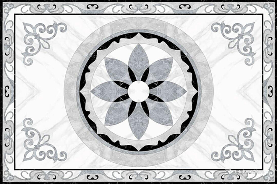 Marble patchwork round pattern black and white texture