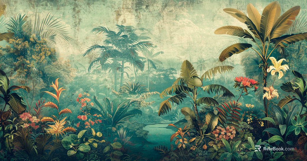 European Literary Plants Tropical Rainforest Wallpaper texture