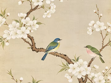 Guofeng meticulous brush flower and bird wallpaper texture (ID:ffaeh715864)