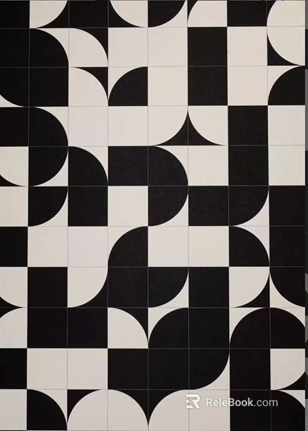 Black and white geometric tiles living room floor tile texture