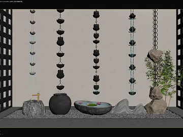 New Chinese Zen Waterscape Courtyard texture (ID:ffaeh421394)