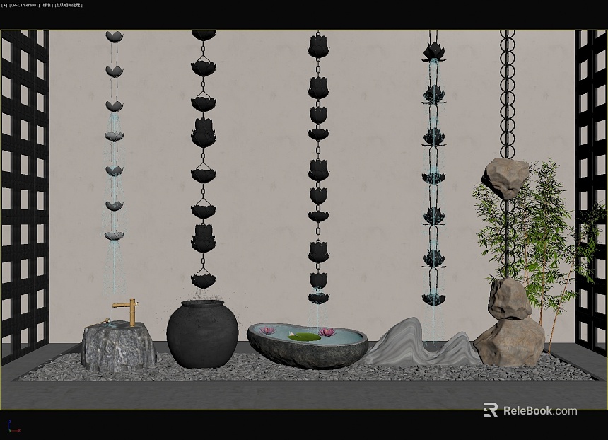 New Chinese Zen Waterscape Courtyard texture