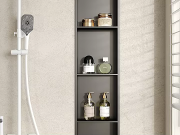 Beige micro cement bathroom wall 3d model