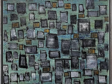 Grey-green abstract geometric decorative painting texture (ID:ffaeh473476)