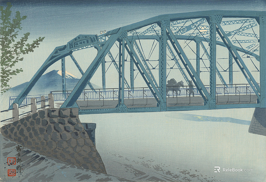 Japanese Ukiyo-e Landscape Painting Japanese Famous Scenic Spot Painting texture