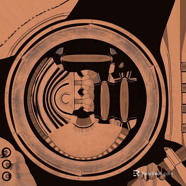 Orange Brown Mechanical Wind Metal Door Map texture
