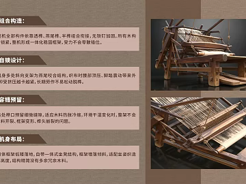 Vintage solid wood textile machine wooden components texture (ID:ffaeh442584)
