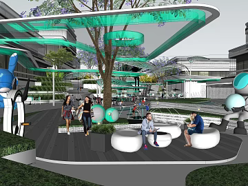Modern style commercial leisure block 3d model
