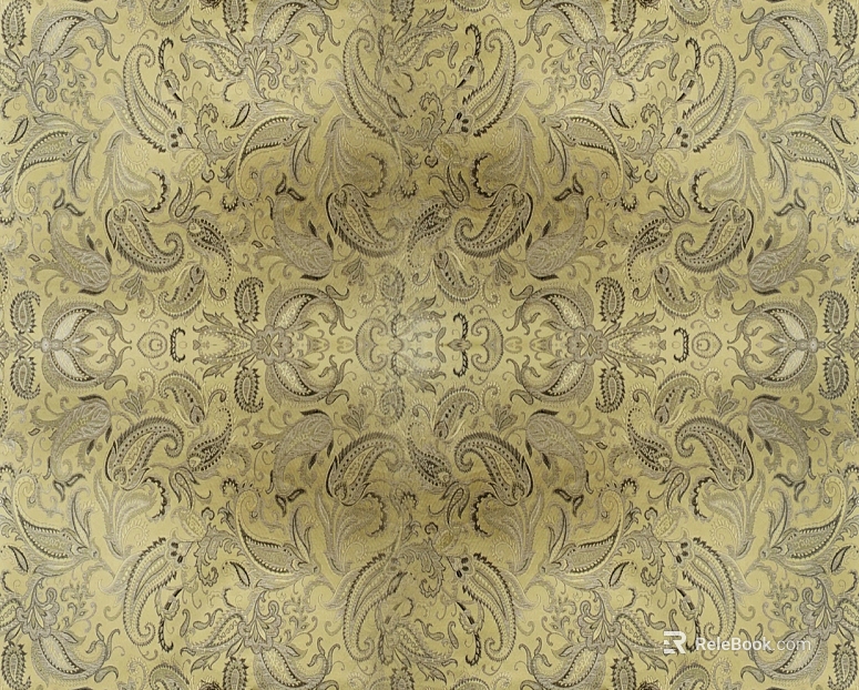 Light yellow paisley pattern fabric soft fabric texture