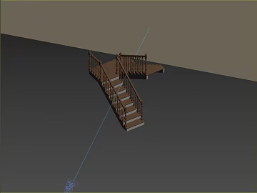 Dark Brown Solid Wood Stairs Indoor Steps 3d model