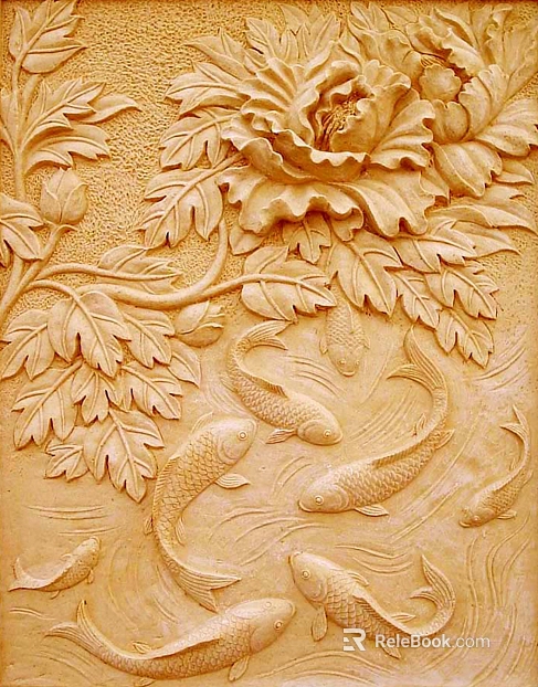 Relief color brick carving texture