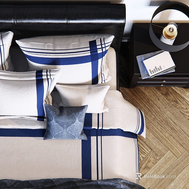 Blue and white striped cotton bedding bedroom kit texture