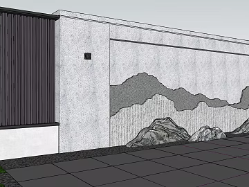 New Chinese style gray landscape wall courtyard wall texture (ID:ffaeh056271)