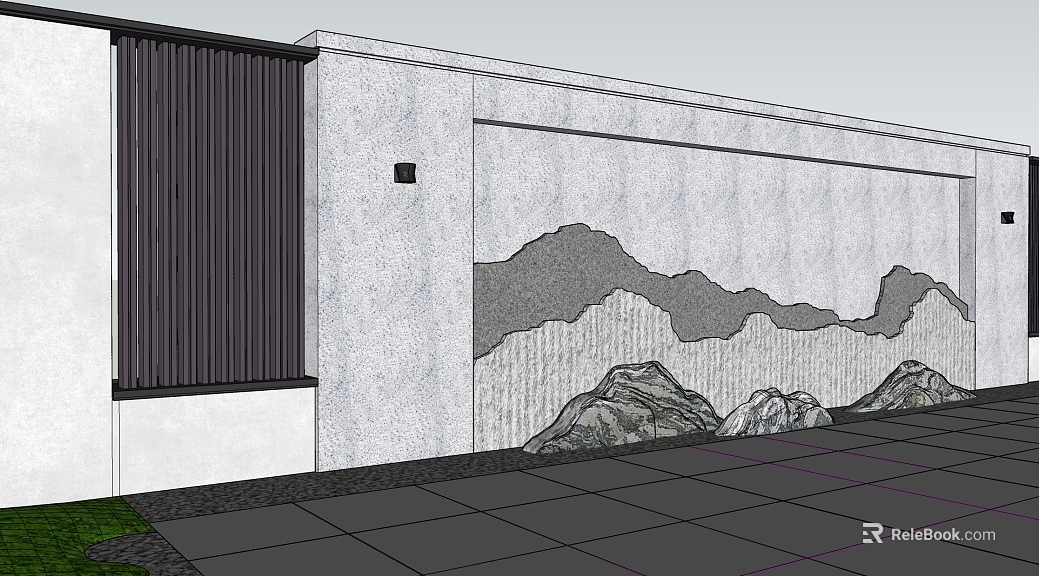 New Chinese style gray landscape wall courtyard wall texture