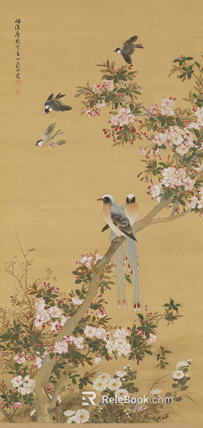Chinese flower and bird painting texture