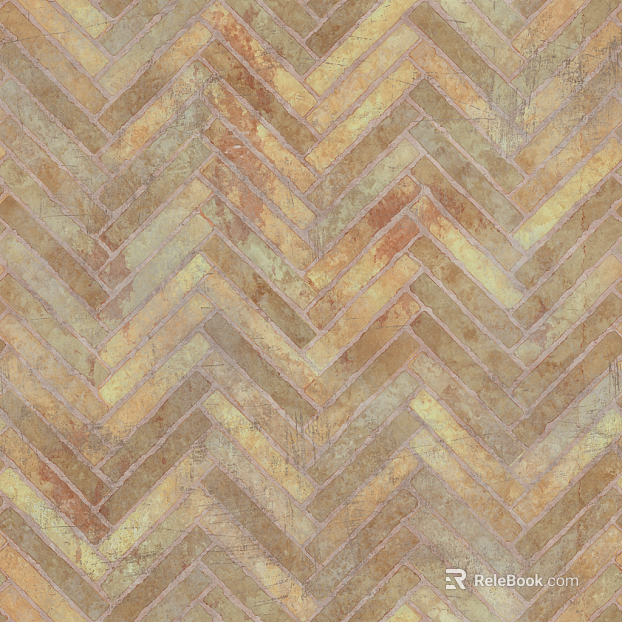 Retro warm yellow herringbone pattern antique brick floor texture