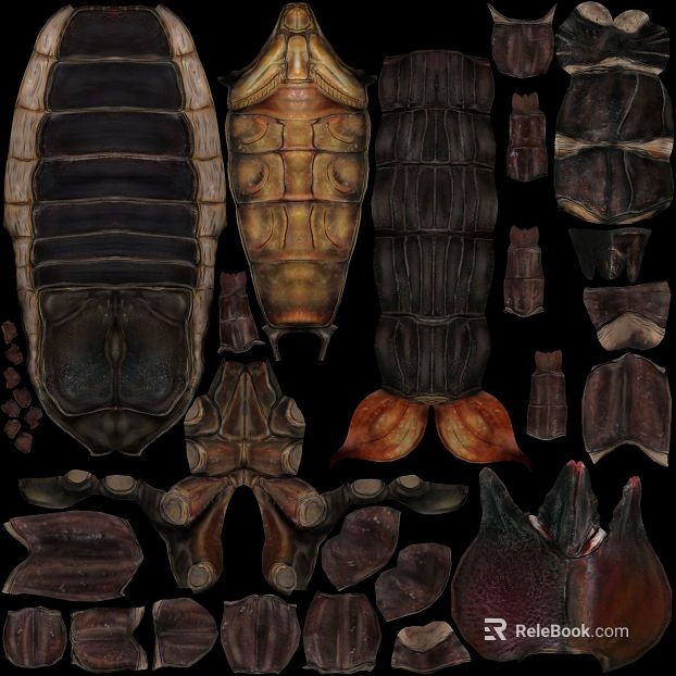 dark brown bionic carapace biological skin texture